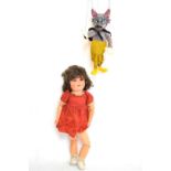 German bisque headed doll and 'Big Bad Wolf' Pelham puppet