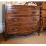 Inlaid bowfront chest of drawers with brushing slide and loop handles