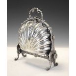 Victorian silver-plated shell-shaped biscuiteer