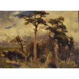 F.A.W.T. Armstrong - Oil on board - Landscape with Scots Pine