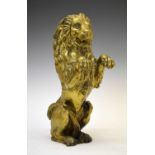 19th Century cast gilt brass lion rampant