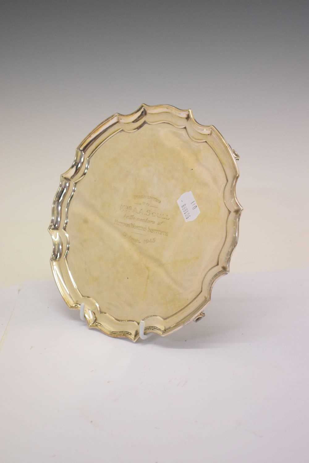 George V silver salver - Image 2 of 6