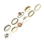 Ten assorted dress rings to include four gold examples