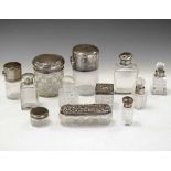 Collection of late Victorian and 20th Century silver-mounted dressing table or toiletry bottles, etc