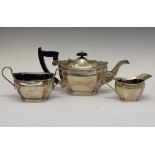 George V three-piece silver tea set