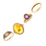 Four assorted 9ct gold rings