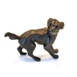 19th Century novelty base metal pounce pot in the form of a spaniel dog