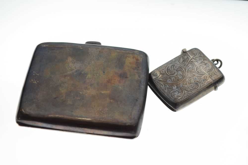 George V silver cigarette case, and vesta case - Image 4 of 6
