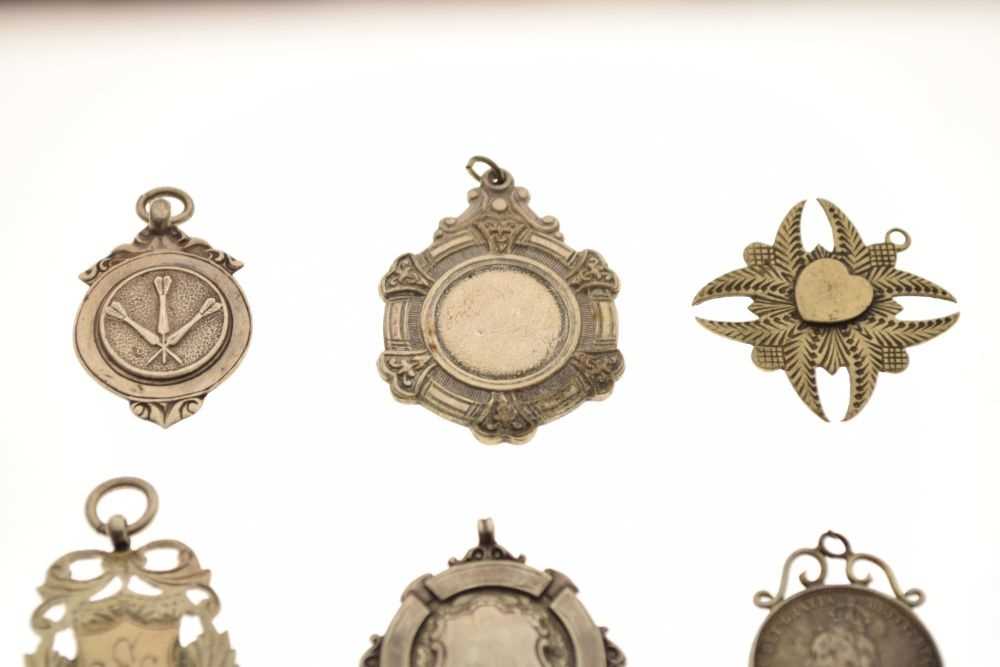 Six silver and white metal fobs - Image 3 of 6