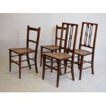 Four inlaid occasional chairs with cane seats