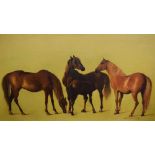 John Edward Taylor - Oil on board - Study of three horses