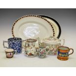 Quantity of mostly 19th Century ceramics, to include Mason's jug, teapot, etc