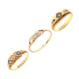 Late Victorian 18ct gold diamond and sapphire ring, Chester 1900