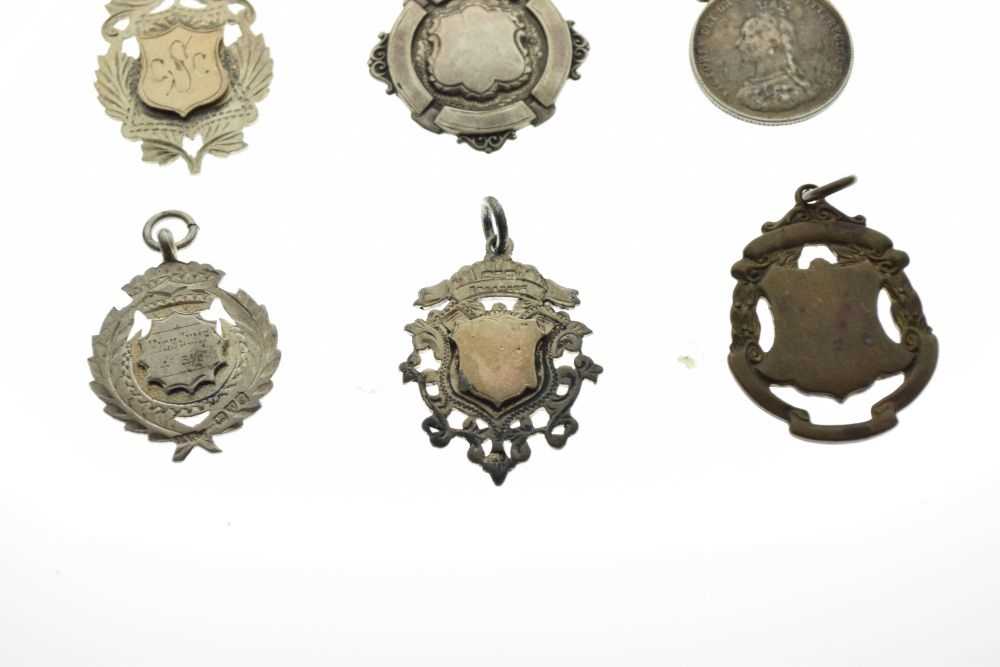 Six silver and white metal fobs - Image 5 of 6