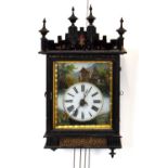 Black Forest painted ebonised wall clock