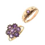 Two 9ct gold gem-set rings