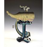 Tinplate folk art rocking whale