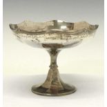 George V silver bowl on pedestal base with engraved inscription
