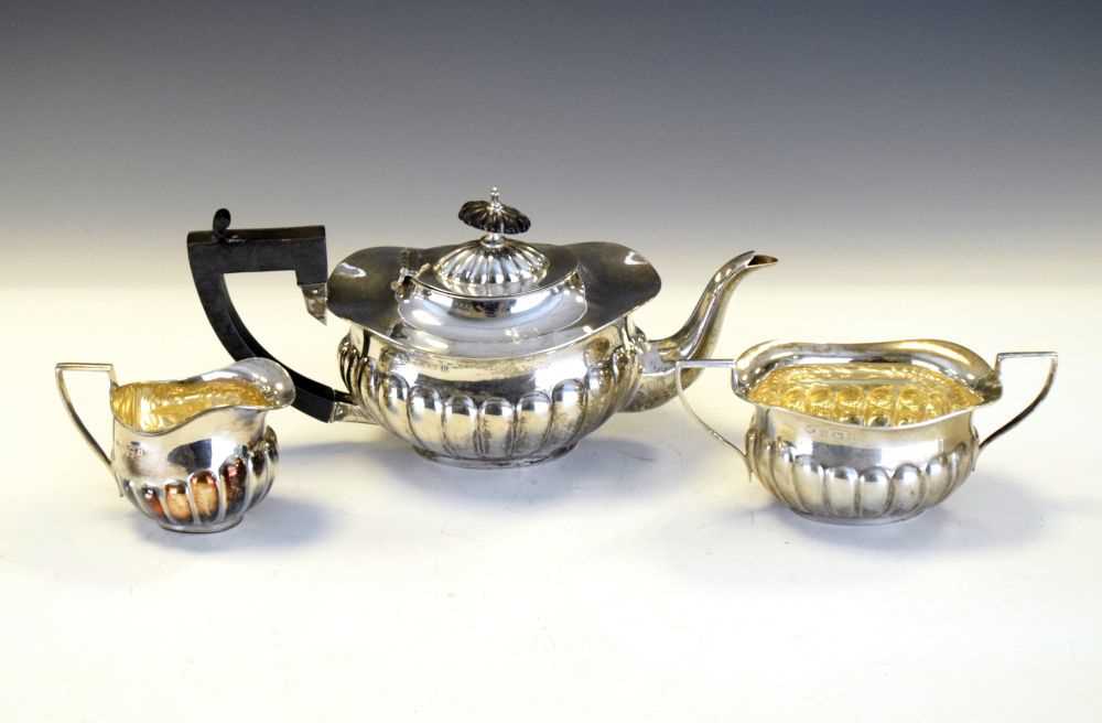 Edwardian silver three-piece tea set