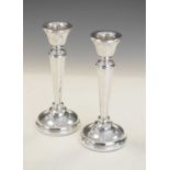 Pair of Elizabeth II silver candlesticks of tapered form