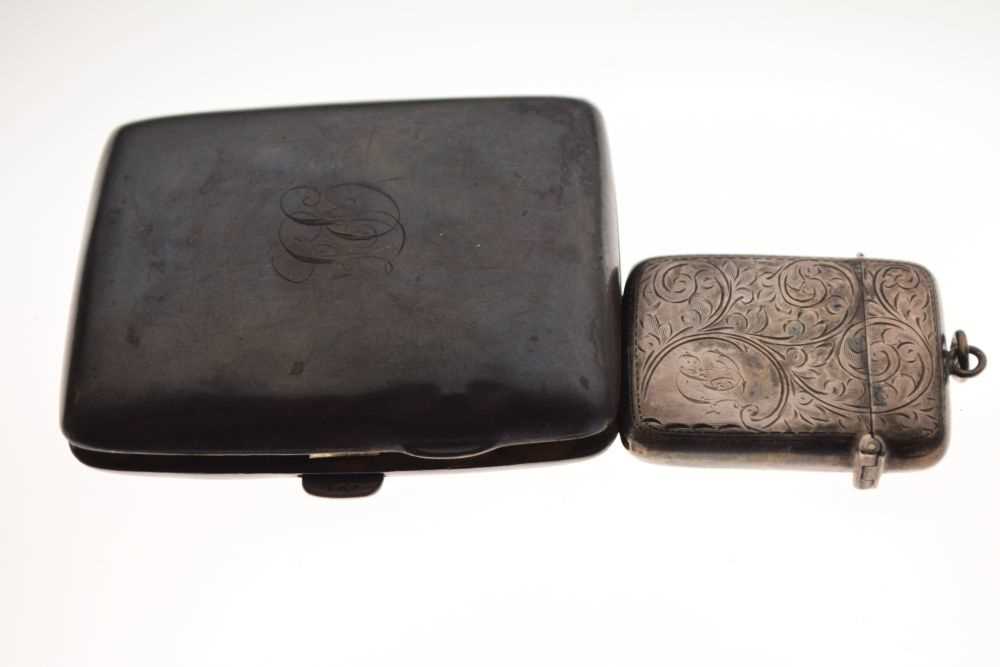 George V silver cigarette case, and vesta case - Image 3 of 6