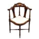 Edwardian 'Adams Revival' inlaid mahogany corner chair