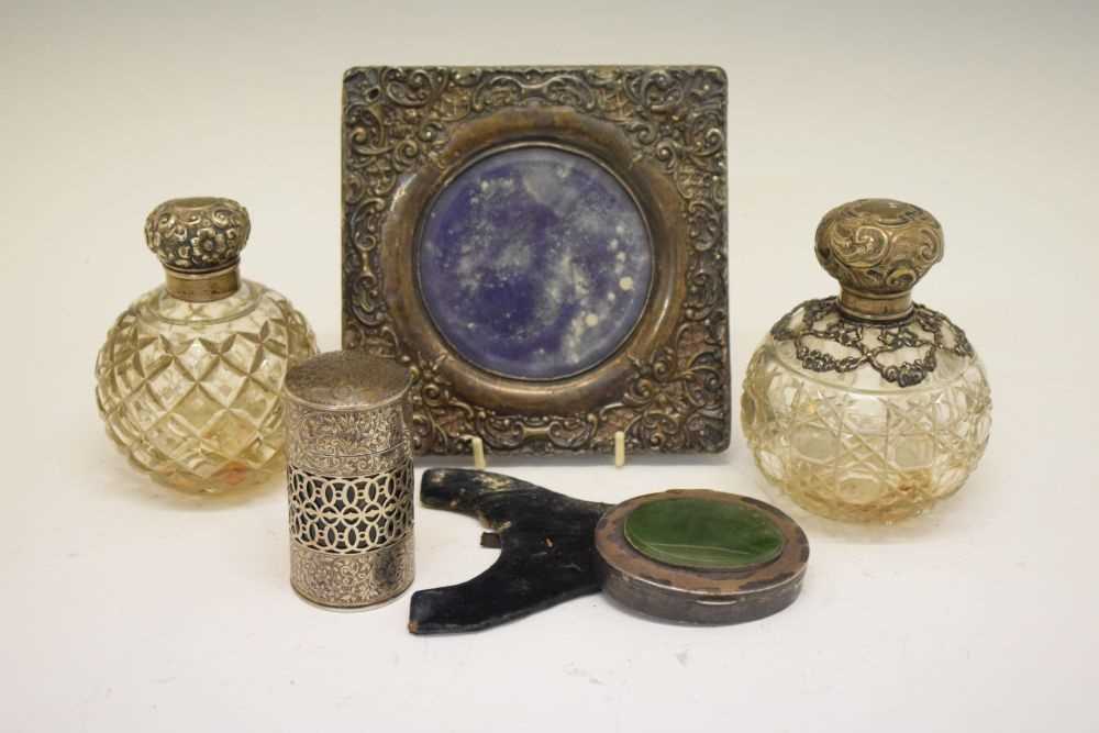 Late Victorian silver mounted frame, together with two silver topped perfume bottles, etc - Image 2 of 7
