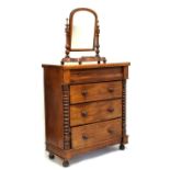 Victorian 'Scotch' chest of drawers, together with a mahogany swing dressing mirror