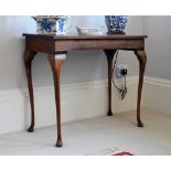 Fruitwood or beech side table on cabriole supports