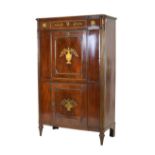 Mid 19th Century Continental brass-inlaid secretaire a abattant