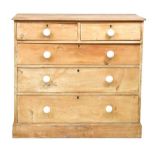 Pine chest of two short over three long drawers