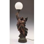 Cast resin figural table lamp