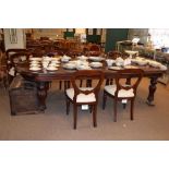 Good quality reproduction Victorian-style wind-out dining table and eight balloon back chairs