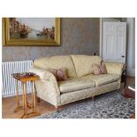 Duresta three-seater Damask upholstered sofa