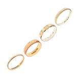 Four 9ct gold wedding bands