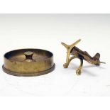 Second World War Trench Art ashtray and brass plane