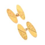 Pair of 9ct gold oval cufflinks