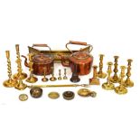 Quantity of copper and brass ware
