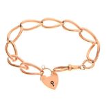 9ct rose gold bracelet with padlock