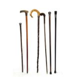 Collection of six walking sticks and canes
