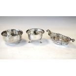 Late Victorian silver bon-bon dish and two sugar bowls