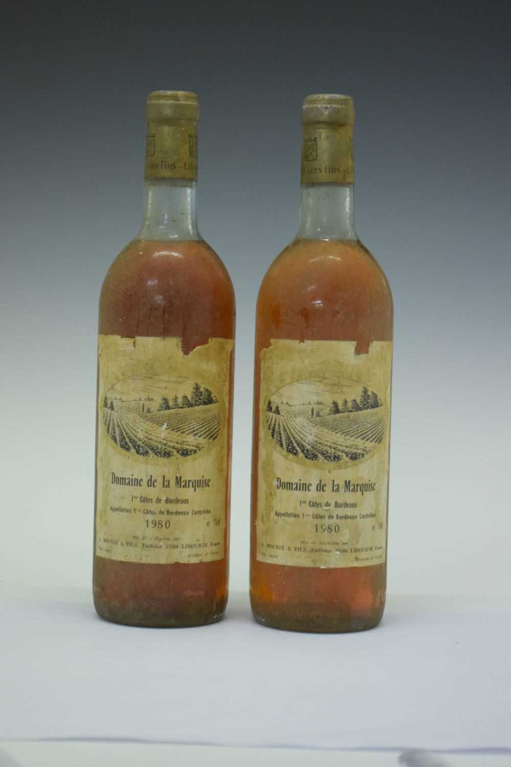 Two bottles Domaine de la Marquise, 1res Cotes de Bordeaux, 1980 - Image 2 of 7
