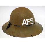 Steel helmet with later applied Auxiliary Fire Service (AFS) initialling