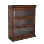 Oak three-section Globe Wernicke style modular bookcase