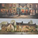 Deborah Jones (1921-2012) - Two oils on board - Street scenes with houses and shops