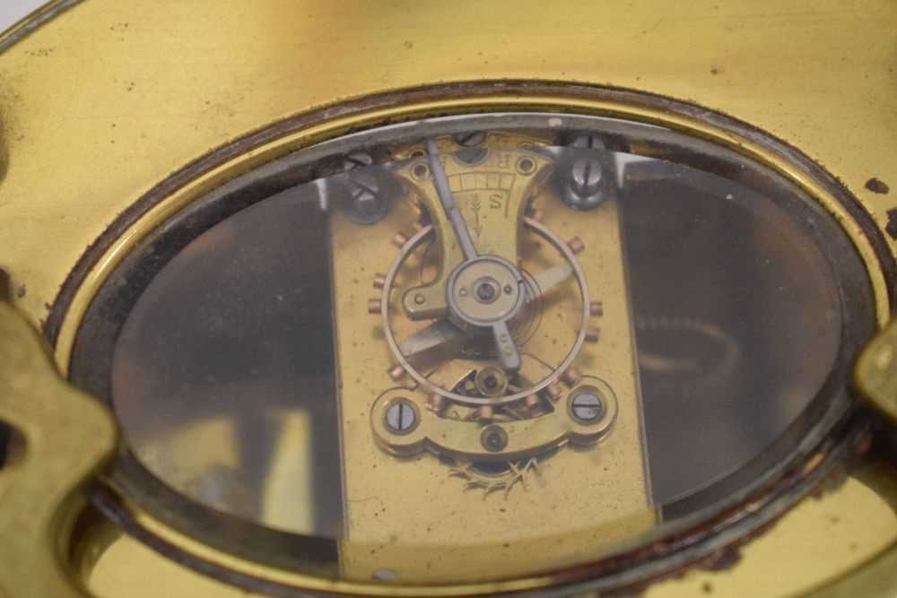 Early 20th Century brass oval carriage timepiece - Image 3 of 6