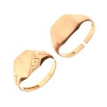 Two gentleman's 9ct gold signet rings