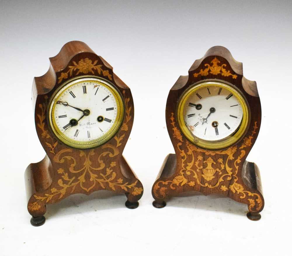 Two late 19th Century French inlaid rosewood mantel clocks