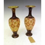 Pair of Doulton Slater's patent stoneware vases