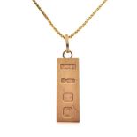 9ct gold ingot with 9ct gold box-link chain